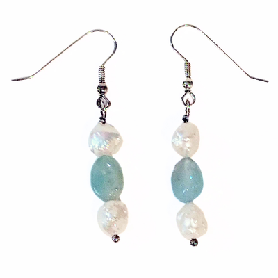 VC-085 Aquaprase Fresh Water Pearl Earring SS