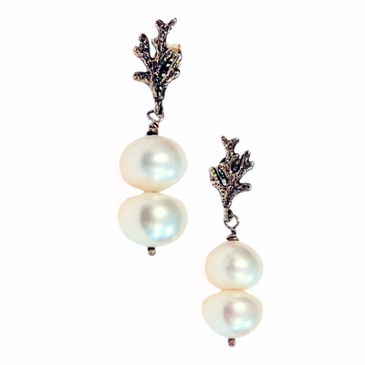 VC-080 SS Coral Pearl Earrings