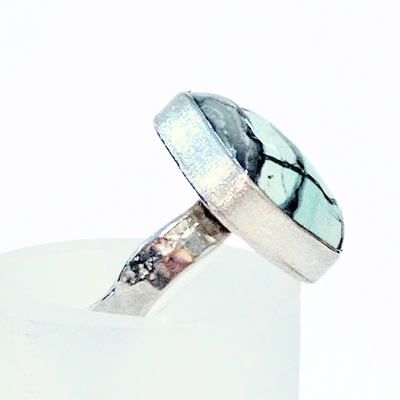 VC-077 - Mystic Sage Wave Band Ring Fine Silver Size 7