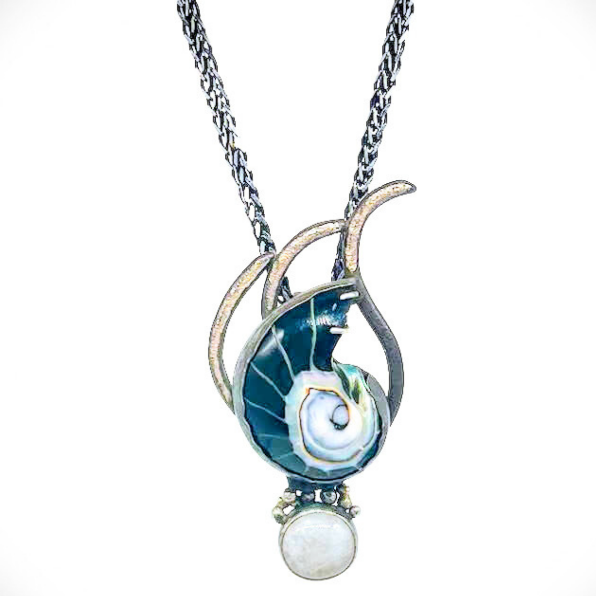 VC-098 - Ammonite, Moonstone Necklace