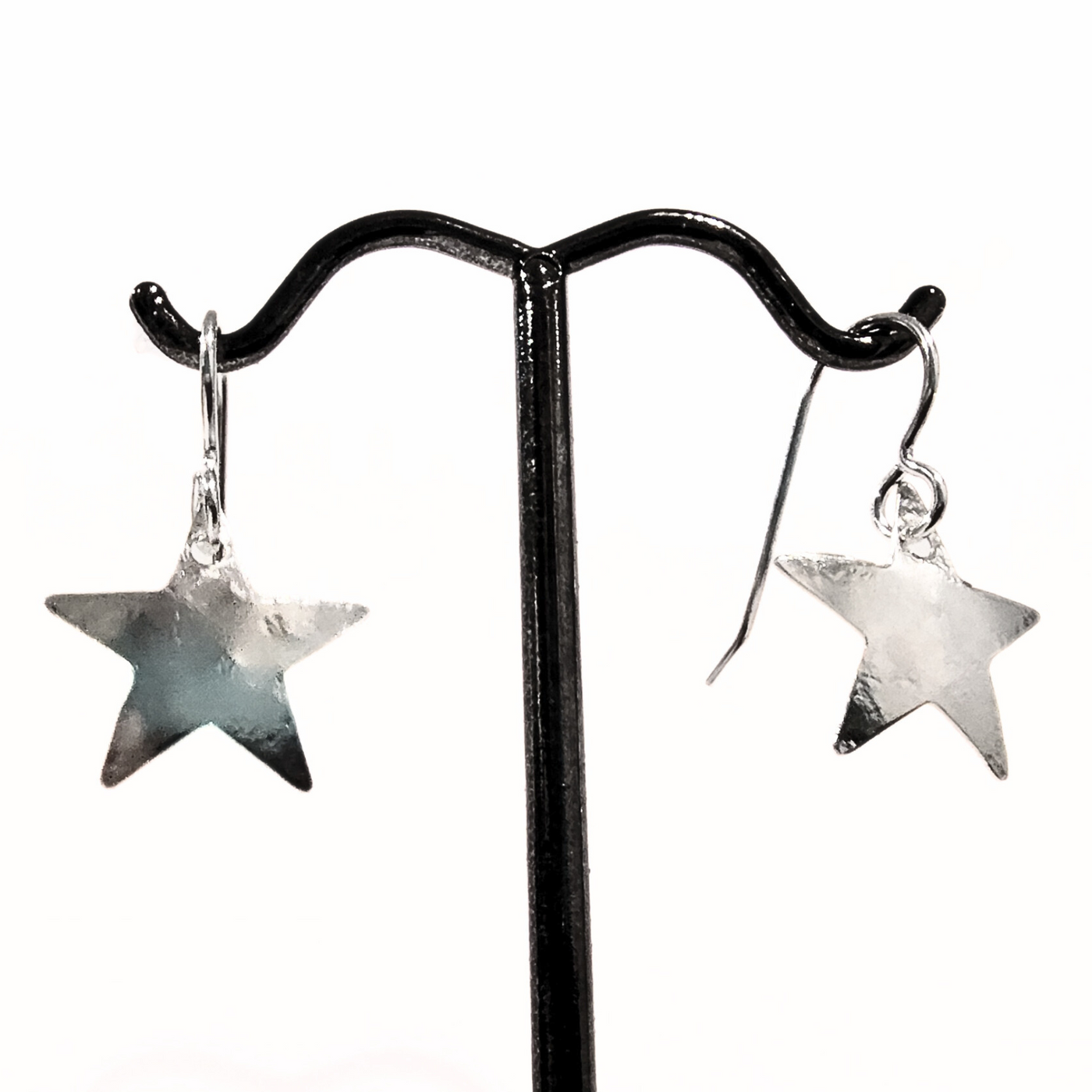 SM-438 Simple Silver Collection Convex Star Earrings