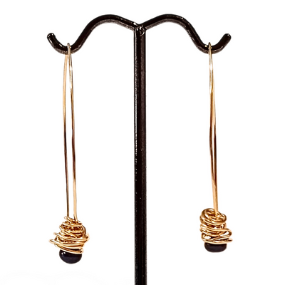 JSD-1030 Black Pearl GF Bird's Nest Earrings