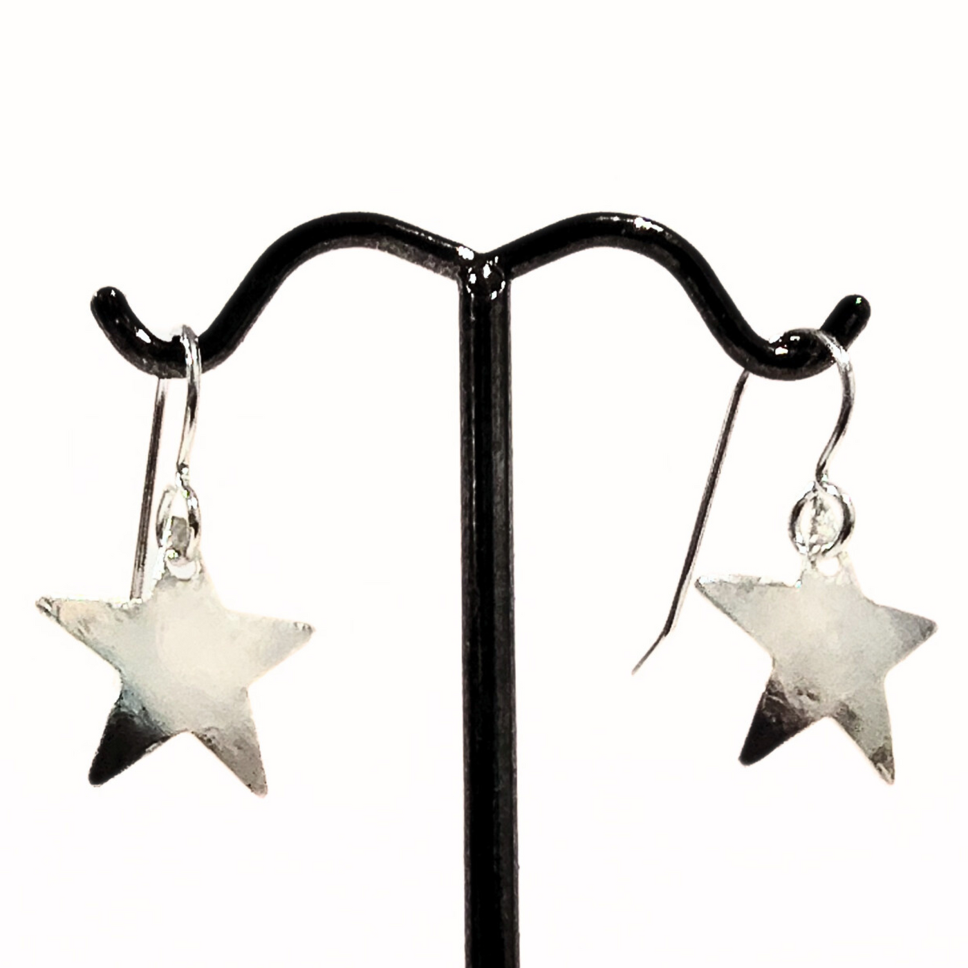 SM-438 Simple Silver Collection Convex Star Earrings