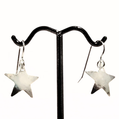 SM-438 Simple Silver Collection Convex Star Earrings