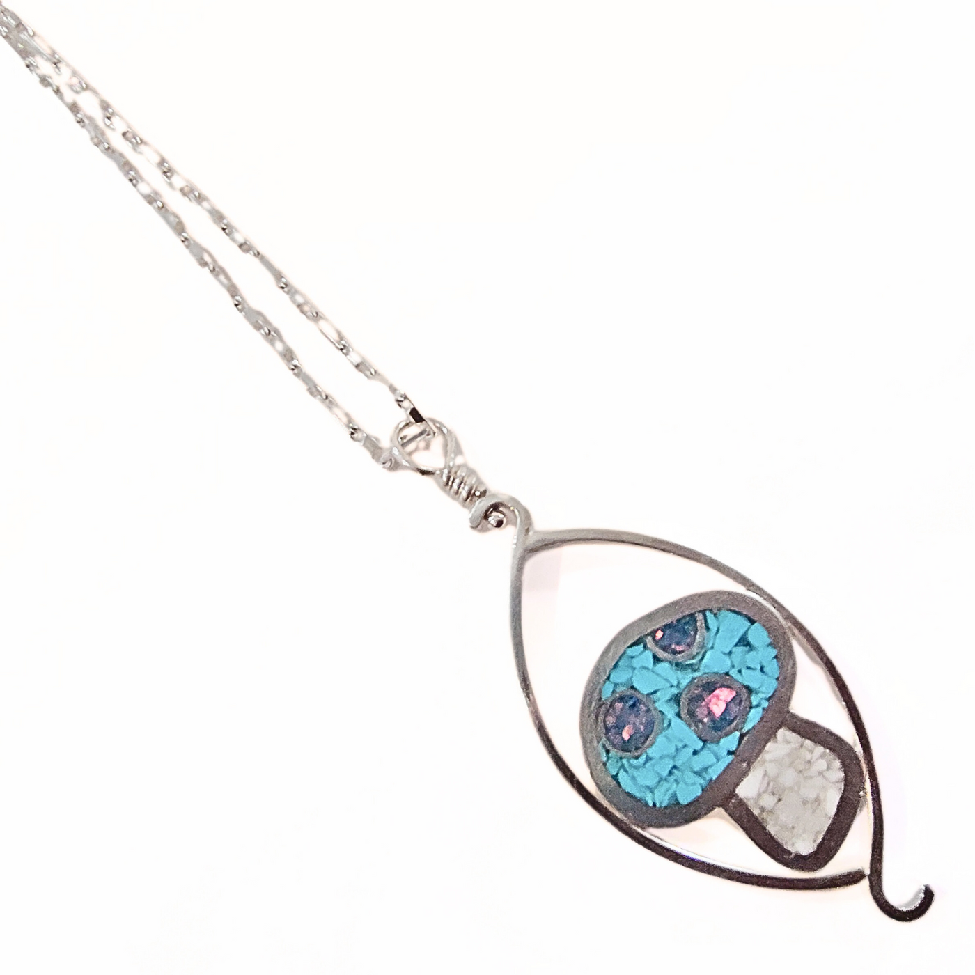 DS-433 Inlay Mushroom Pendant Turquoise