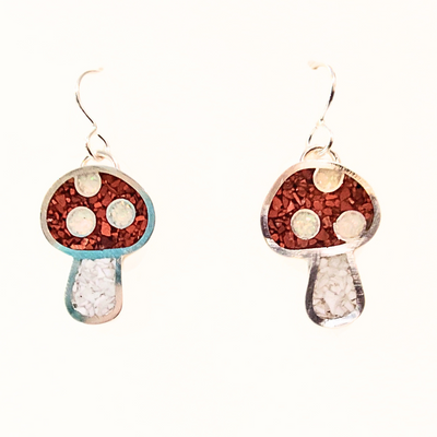 DS-431 Inlay Mushroom Earrings - Red Jasper