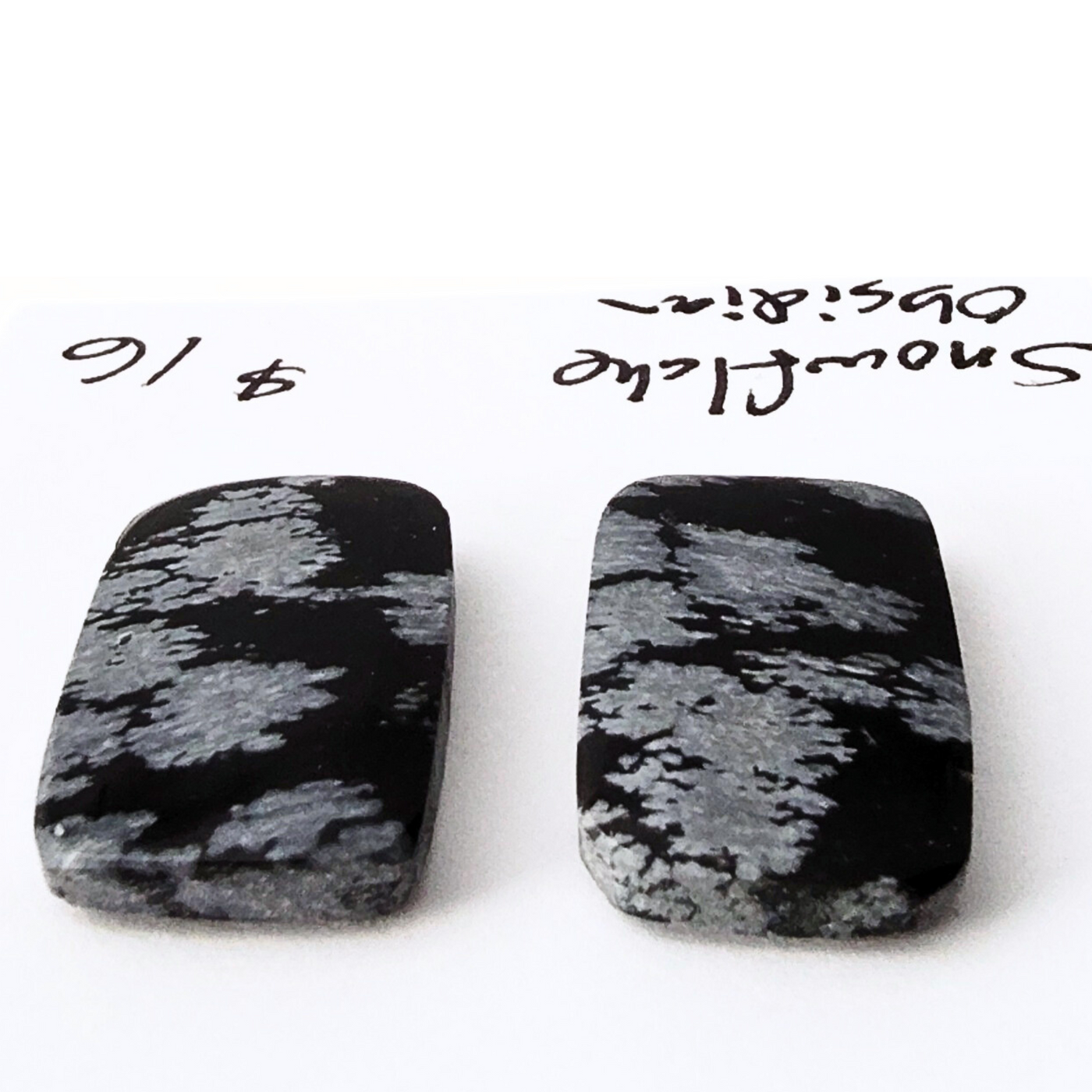 SNO-1001 Snowflake Obsidian Cab Pair