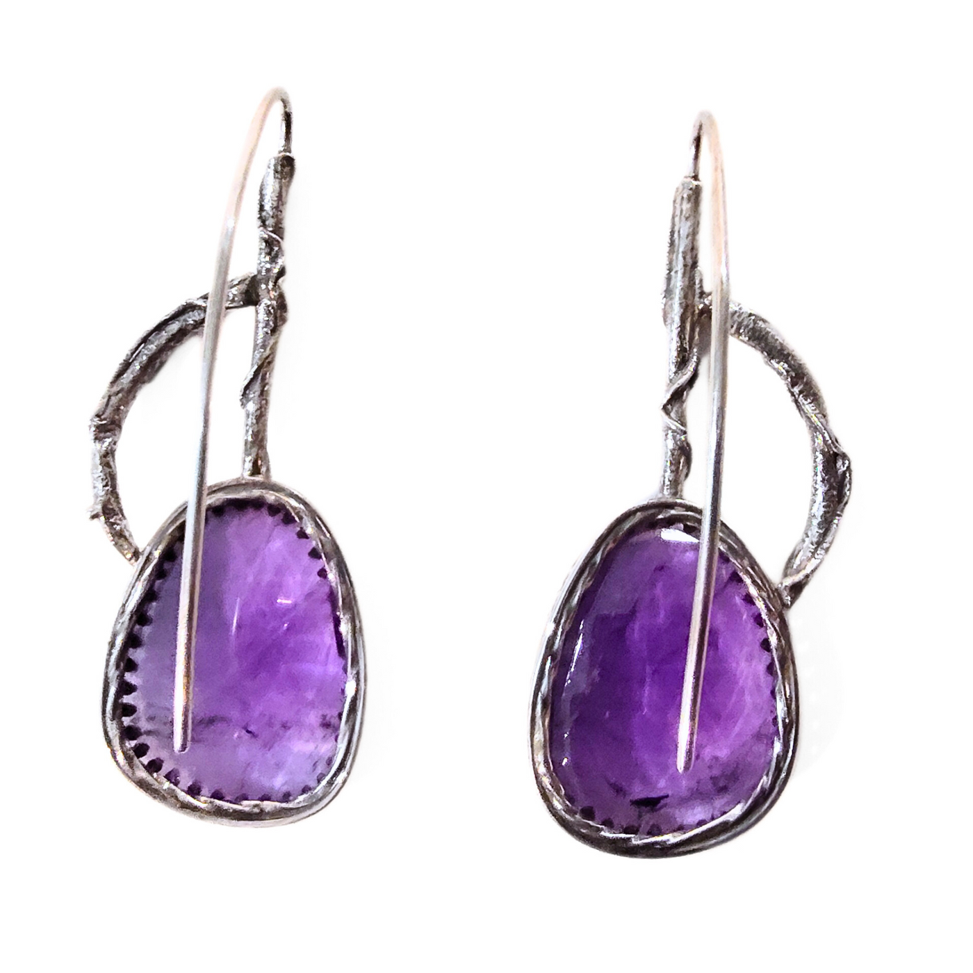 JSD-1001 Rose Cut Amethyst SS Branch Earrings