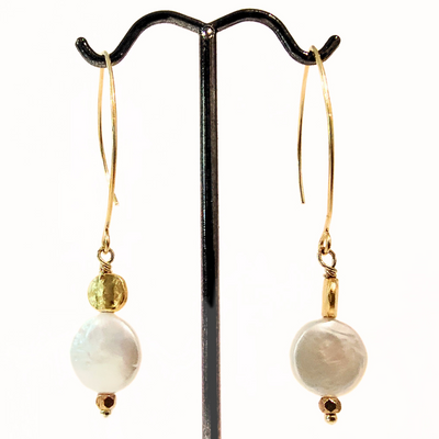 SM-418 Coin Pearl and 22K Gold Filled Coin Bead Earrings