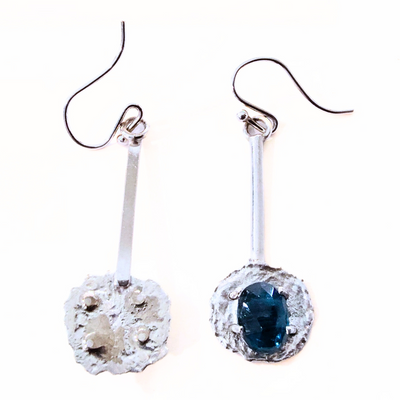 DJT-045 Sterling Splatter with Kyanite Earrings