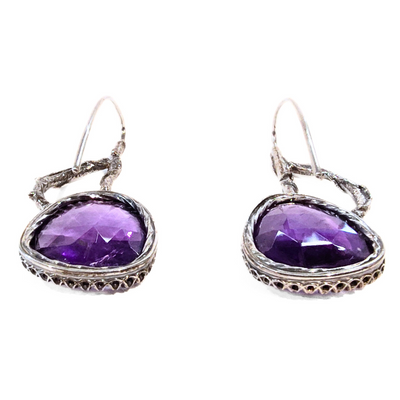 JSD-1001 Rose Cut Amethyst SS Branch Earrings