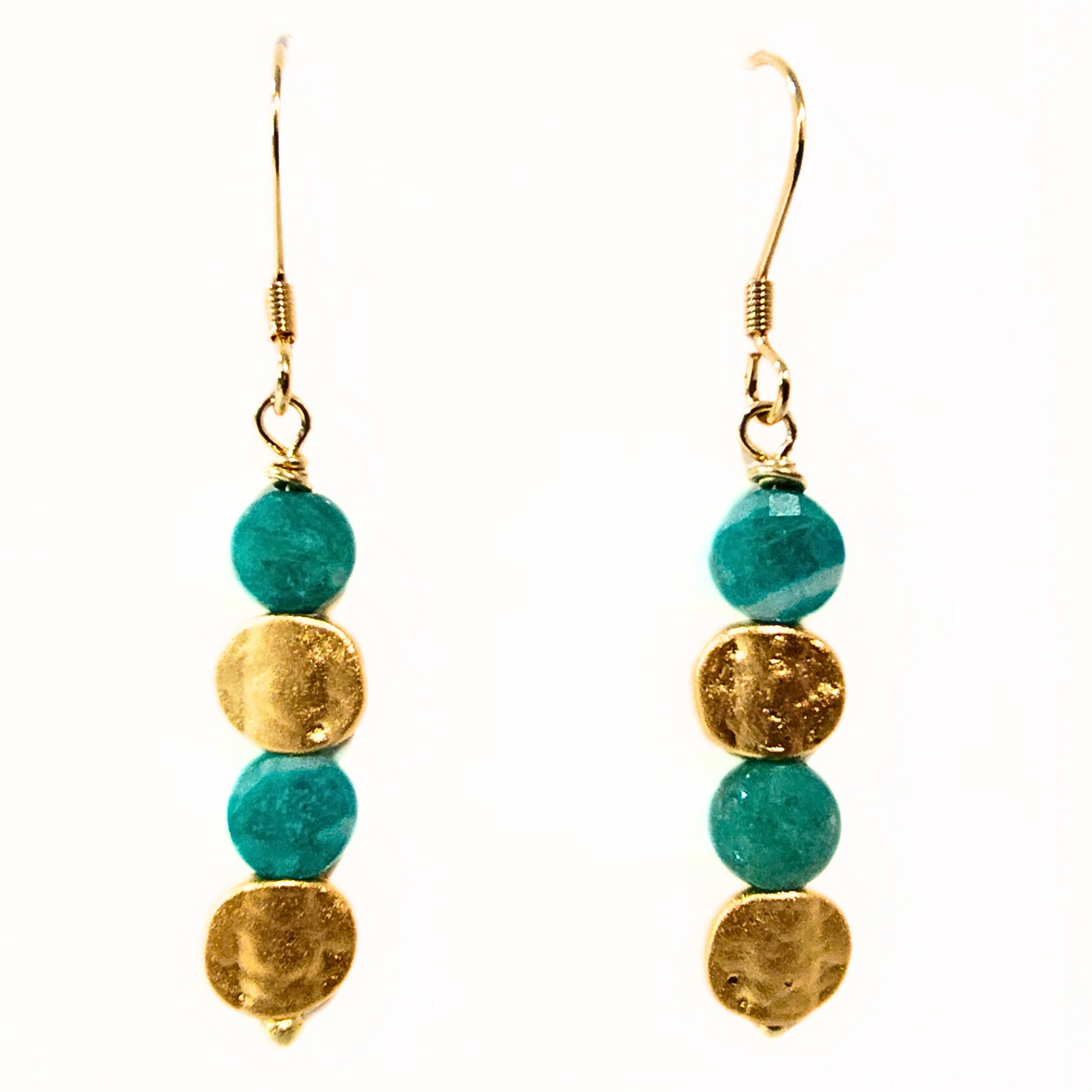 SM-421 Russian Amazonite with Gold Filled Coin Bead Earrings