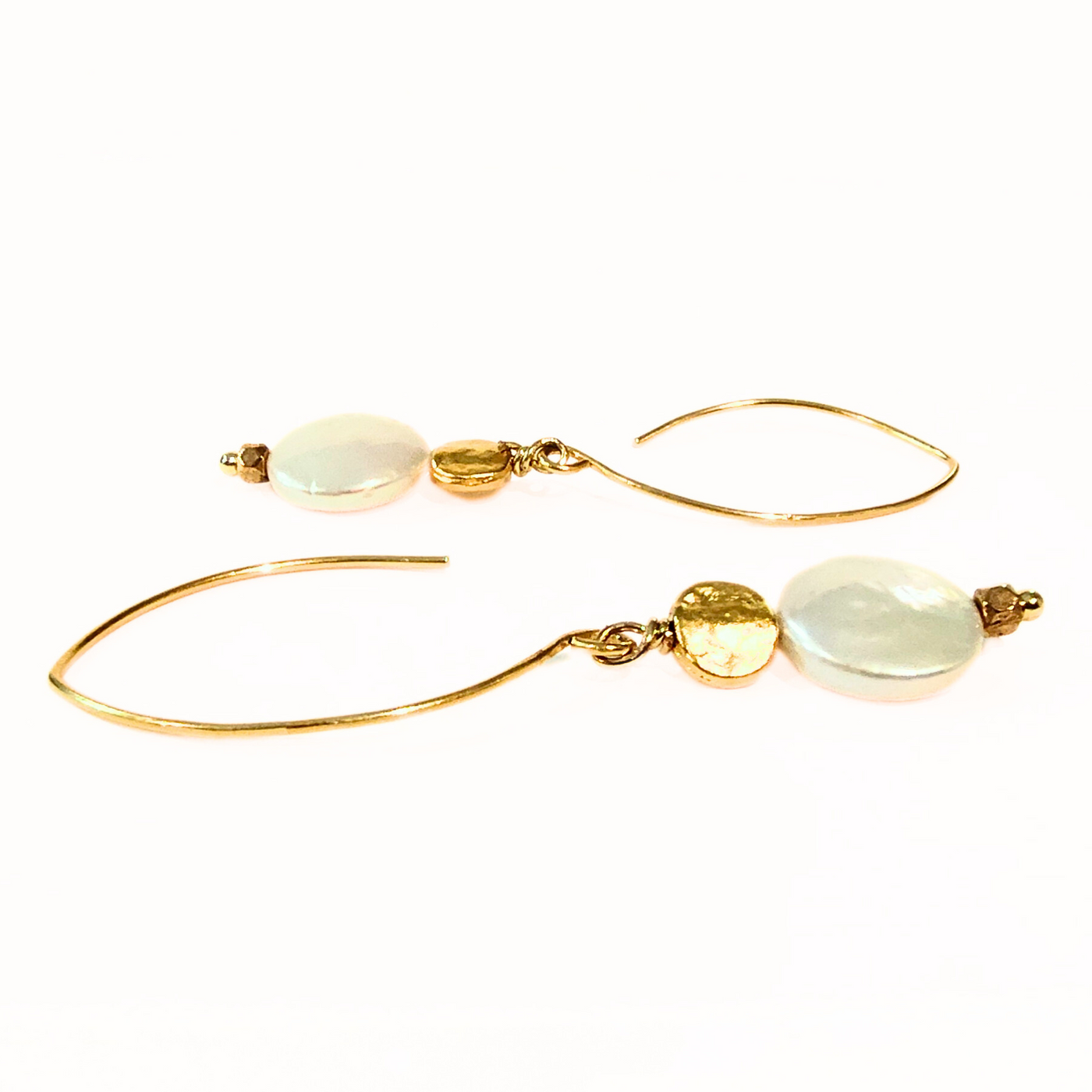 SM-418 Coin Pearl and 22K Gold Filled Coin Bead Earrings