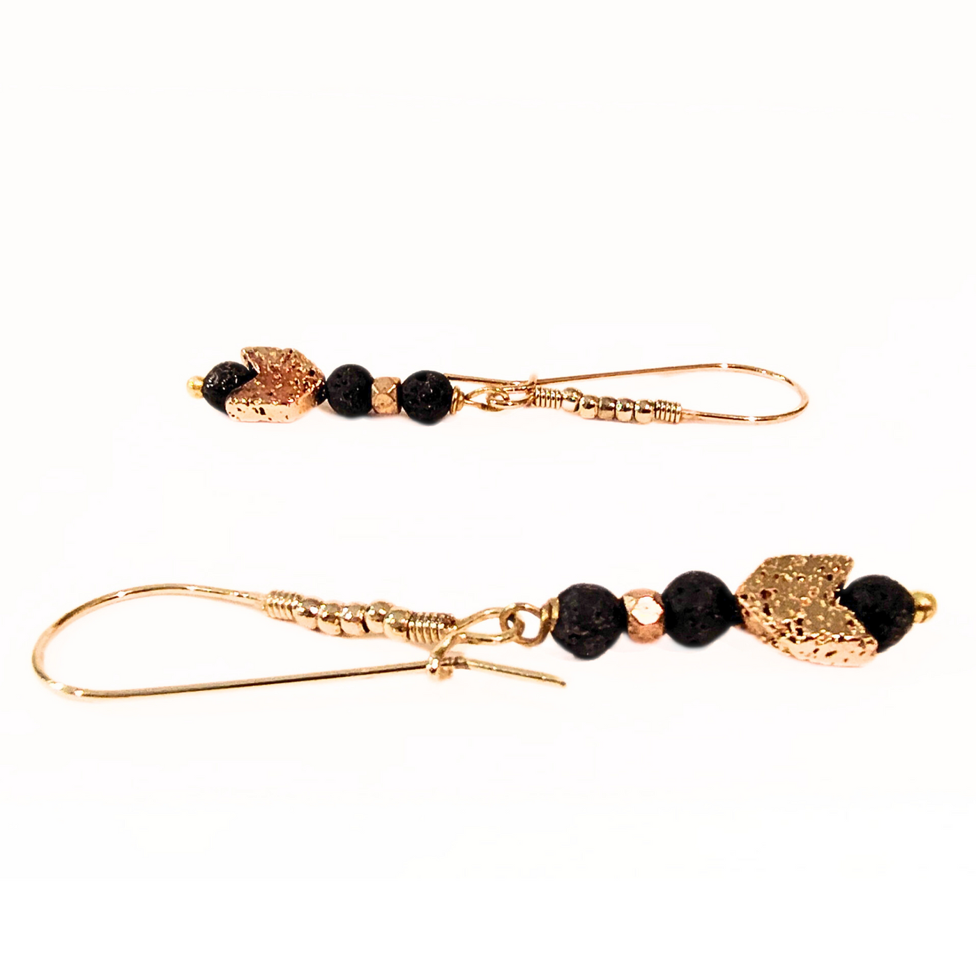 SM-424 Lava Rock With Gold Filled Arrow Bead Earrings