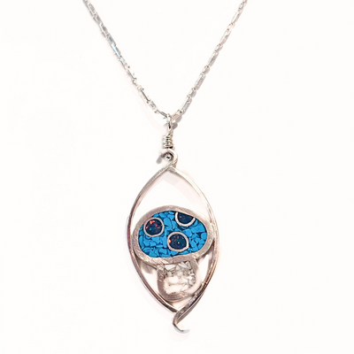 DS-433 Inlay Mushroom Pendant Turquoise