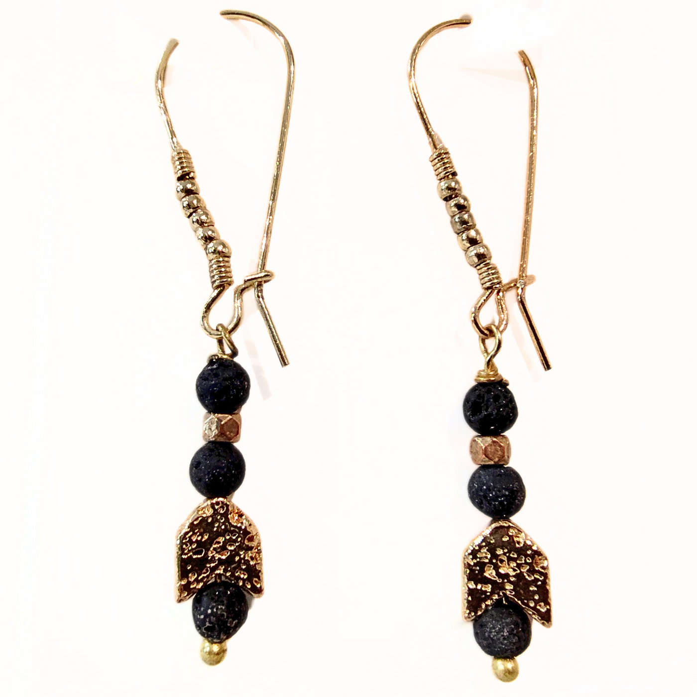 SM-424 Lava Rock With Gold Filled Arrow Bead Earrings