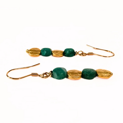 SM-421 Russian Amazonite with Gold Filled Coin Bead Earrings