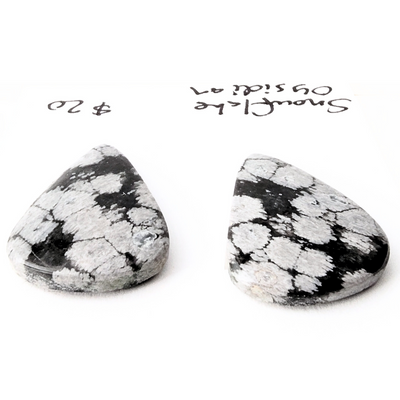 SNO-1002 Snowflake Obsidian Cab Pair