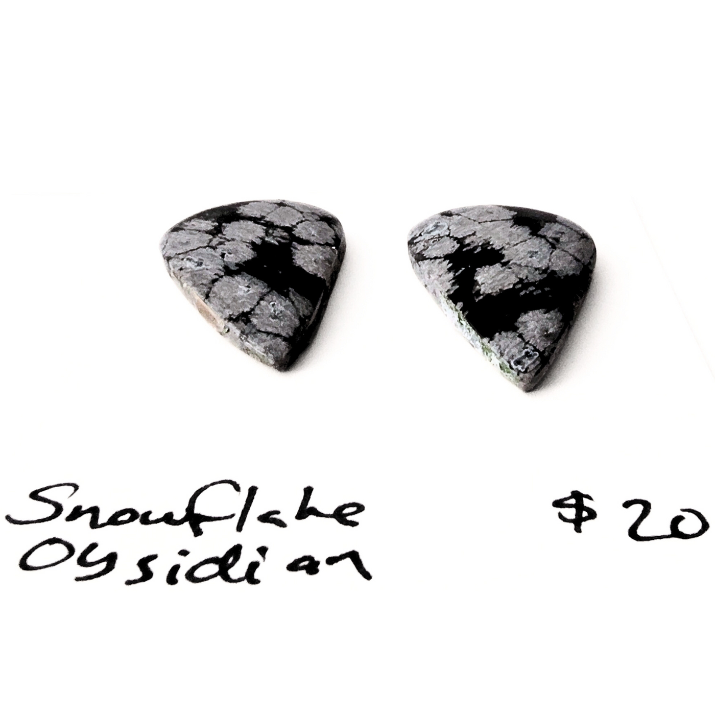 SNO-1002 Snowflake Obsidian Cab Pair