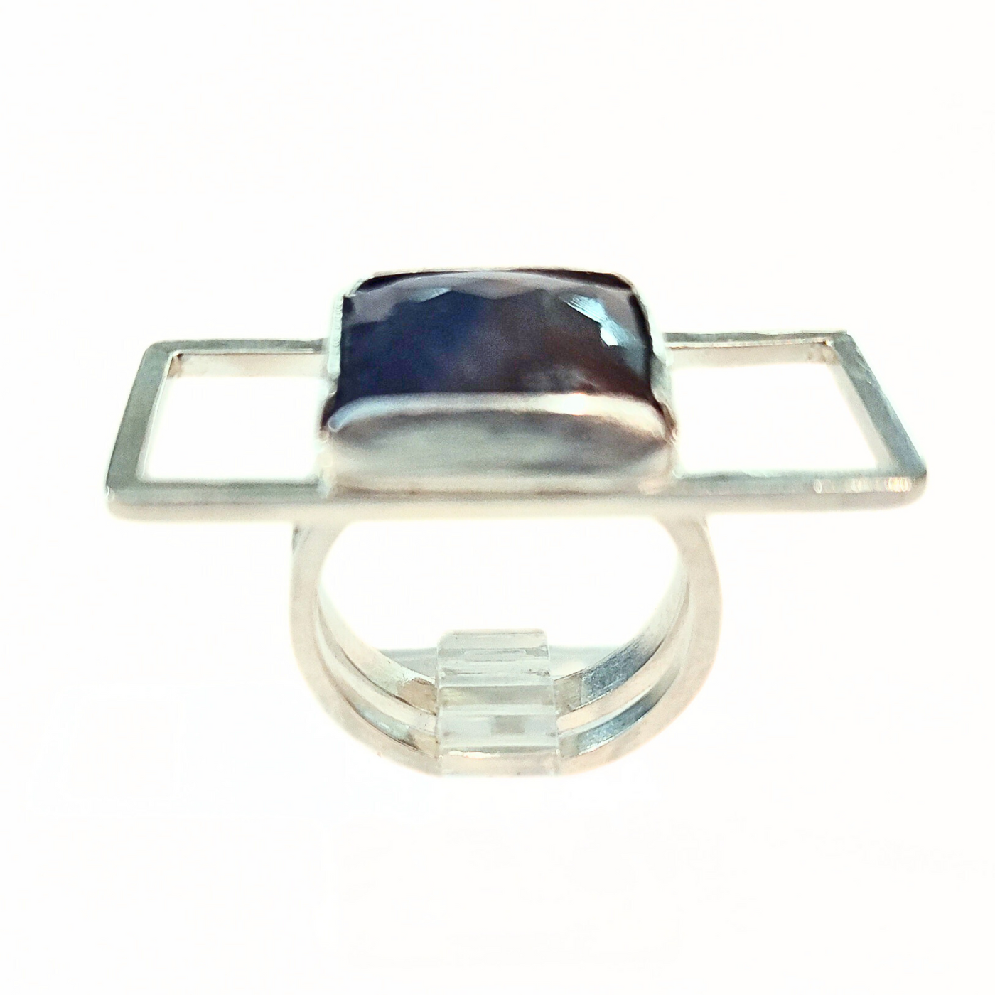 DS-412 Sterling Silver Sapphire Ring Size 8.5