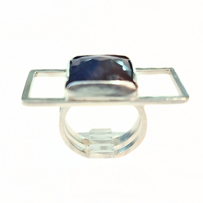 DS-412 Sterling Silver Sapphire Ring Size 8.5