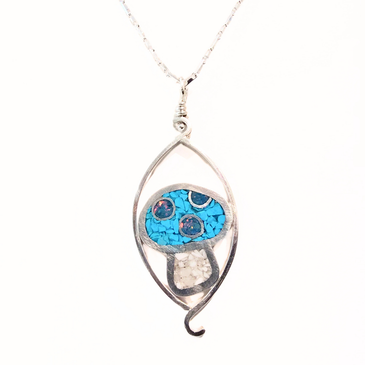 DS-433 Inlay Mushroom Pendant Turquoise