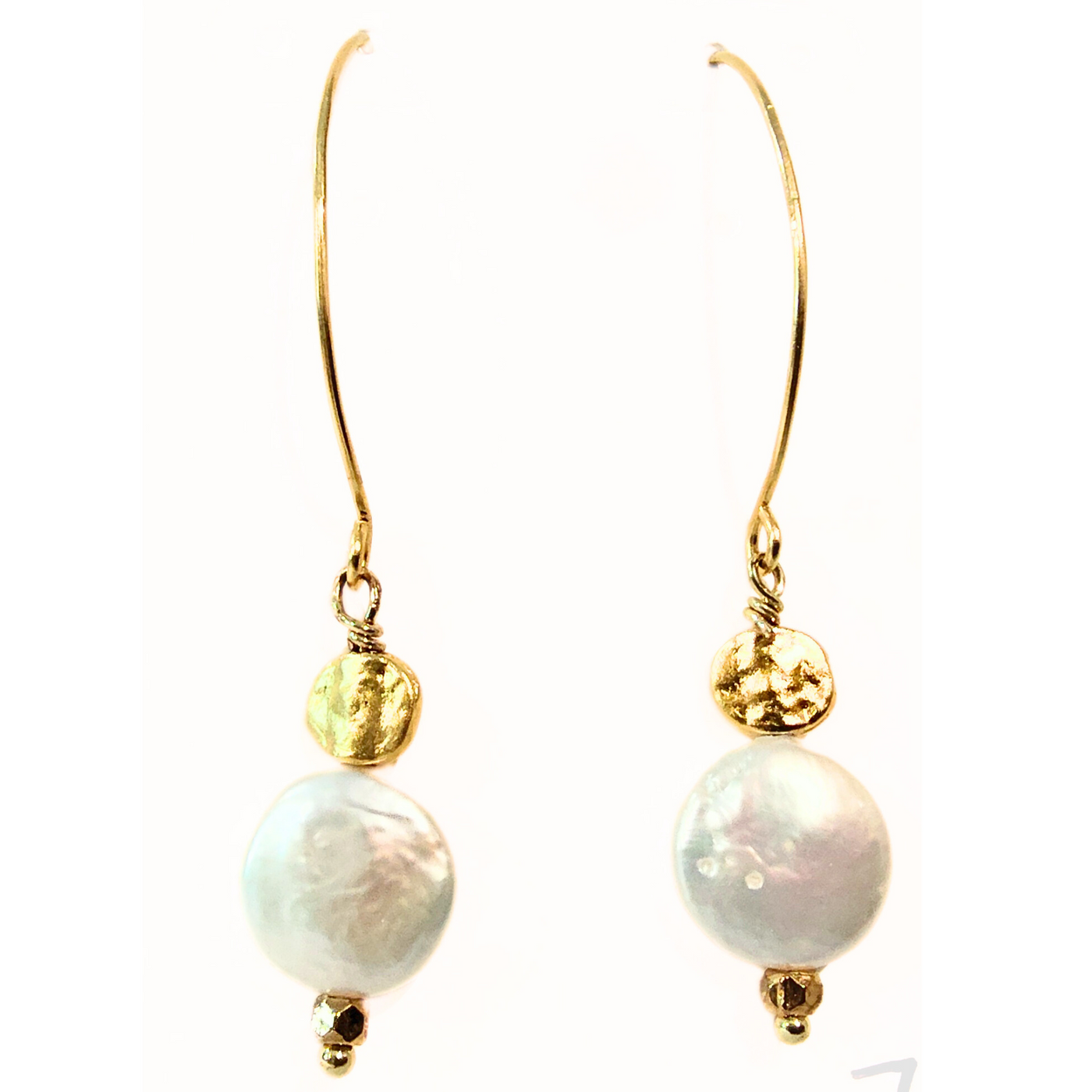 SM-418 Coin Pearl and 22K Gold Filled Coin Bead Earrings