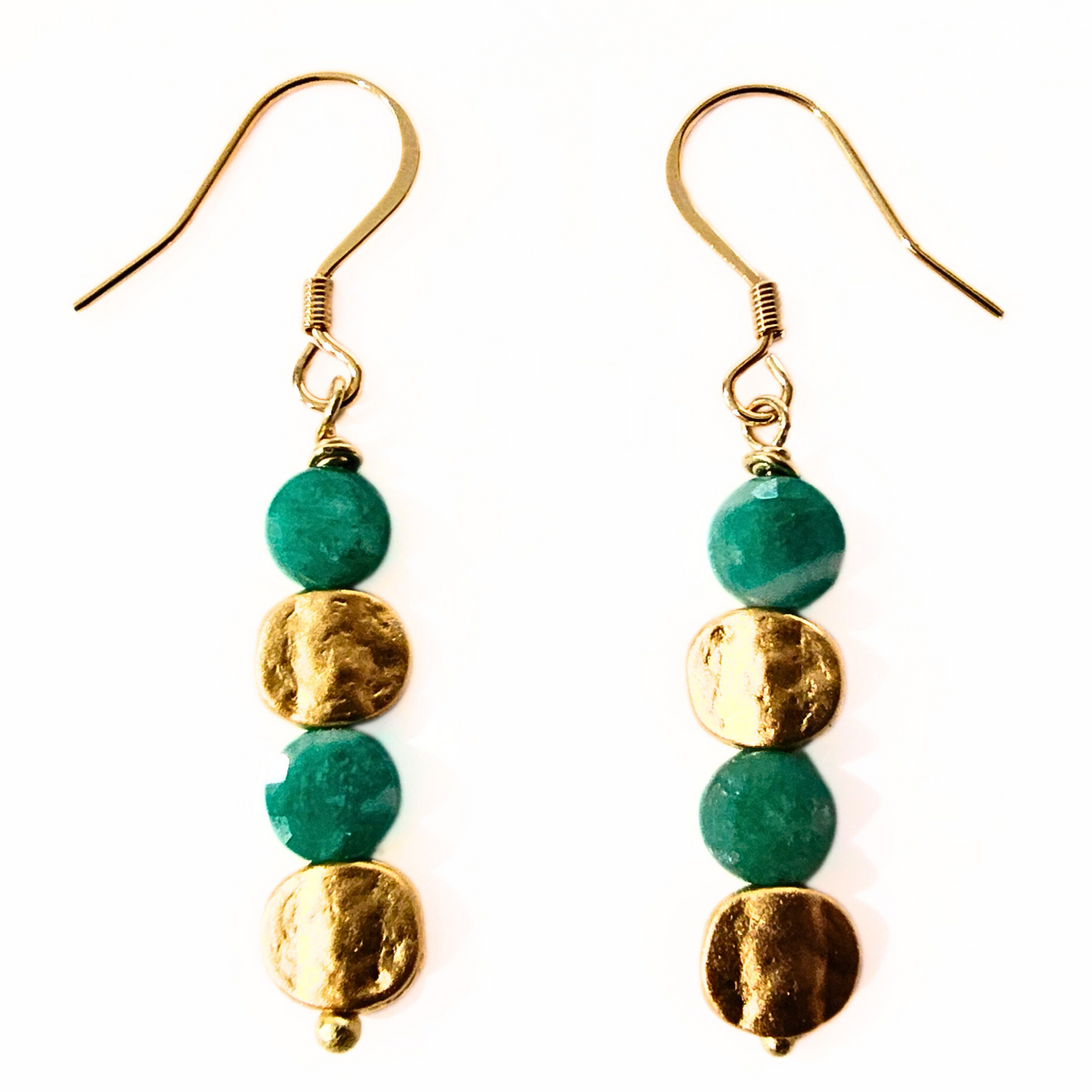 SM-421 Russian Amazonite with Gold Filled Coin Bead Earrings