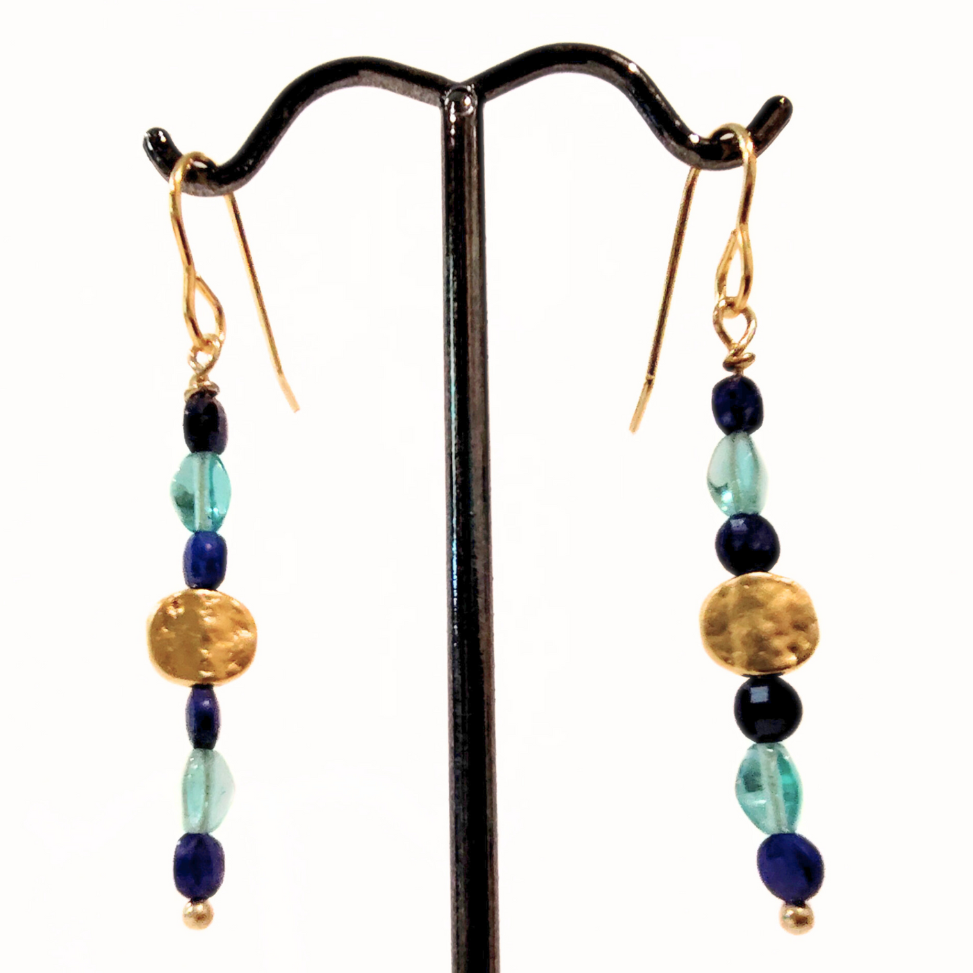 SM-419 Faceted Lapis, Apatite and 22K Gold Filled Beads Earrings