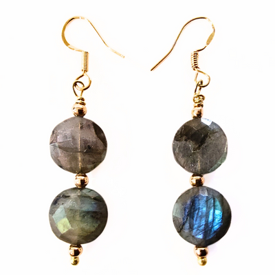 SM-416 Faceted Labradorite Gold Filled Earrings