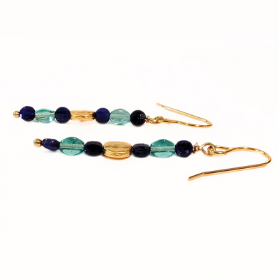 SM-419 Faceted Lapis, Apatite and 22K Gold Filled Beads Earrings