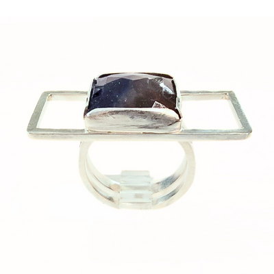 DS-412 Sterling Silver Sapphire Ring Size 8.5