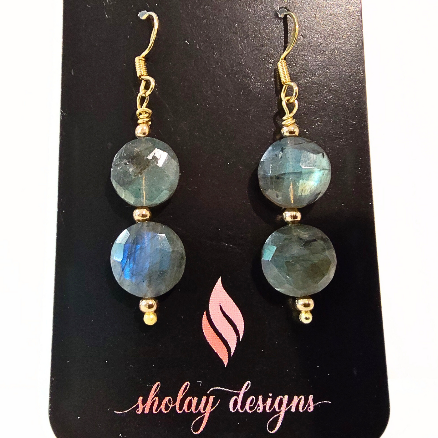 SM-416 Faceted Labradorite Gold Filled Earrings