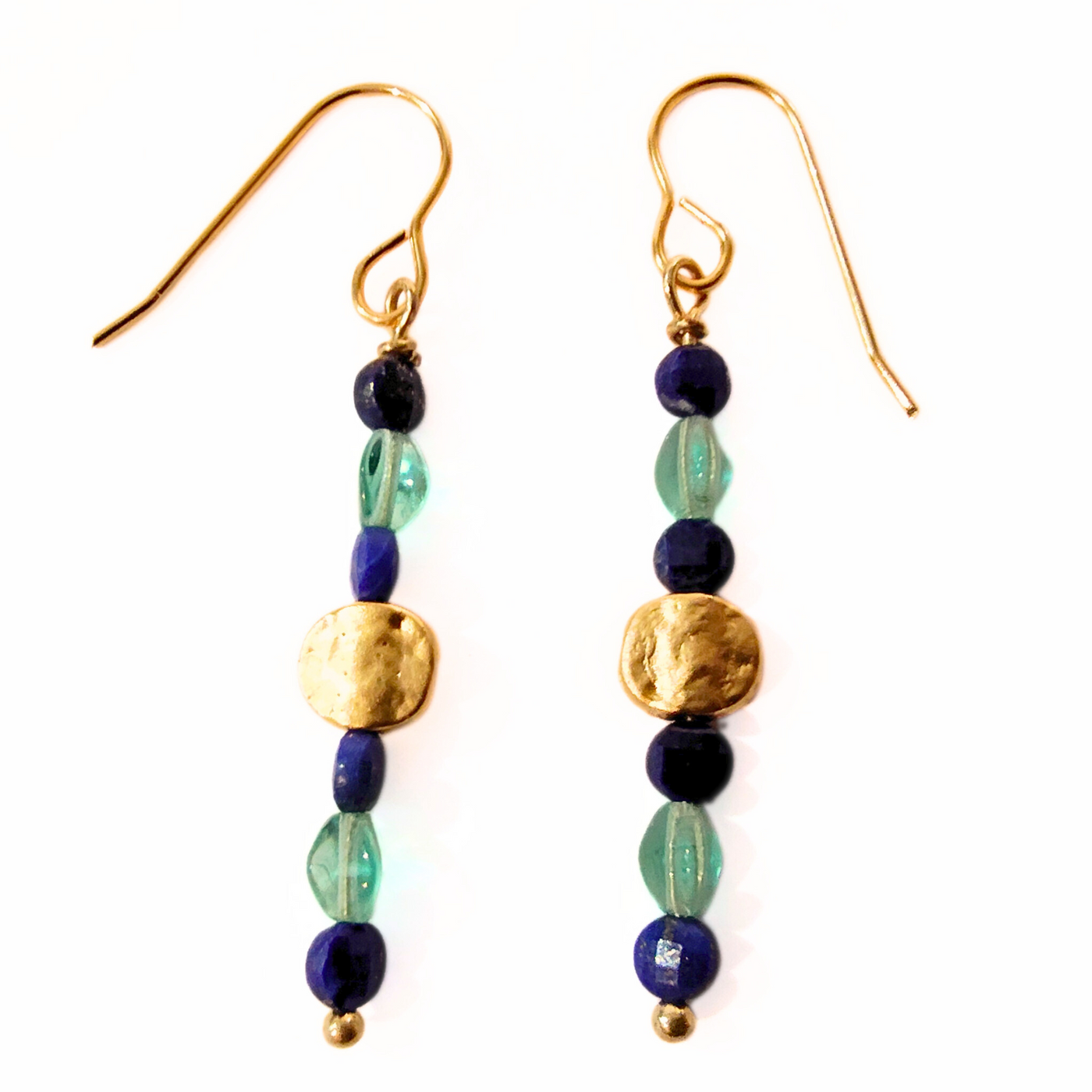 SM-419 Faceted Lapis, Apatite and 22K Gold Filled Beads Earrings