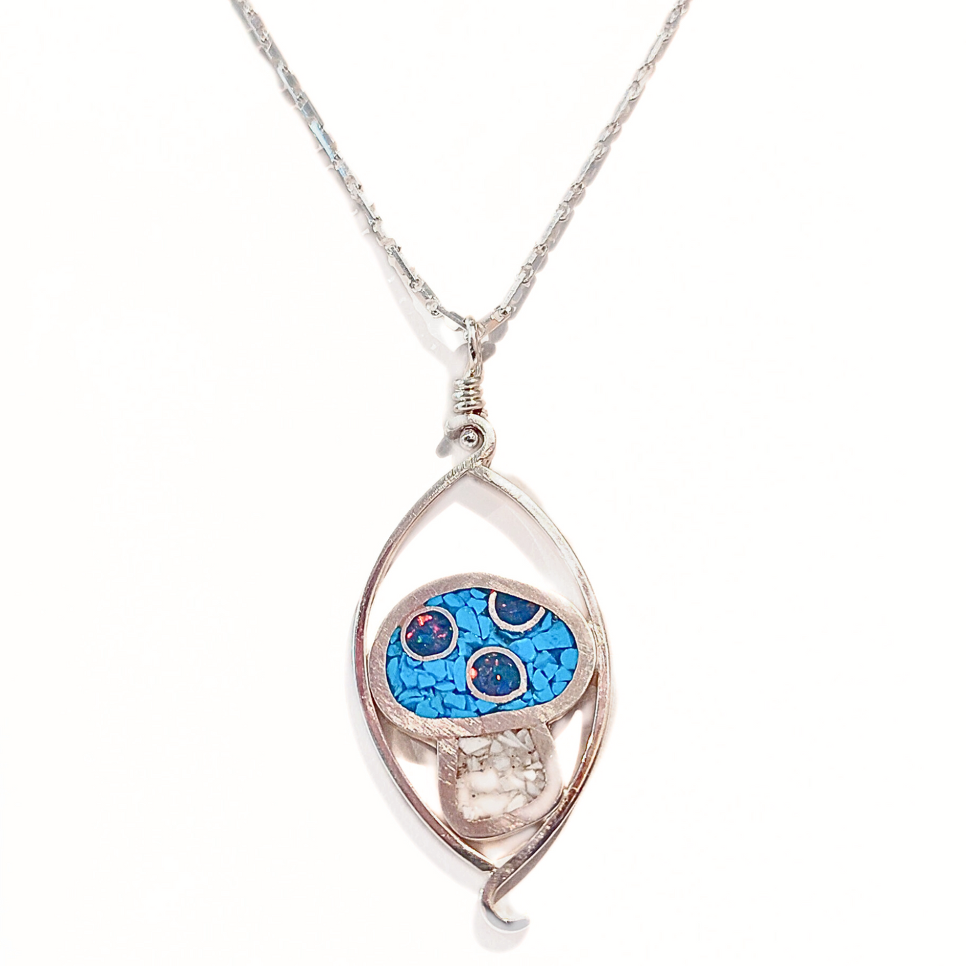 DS-433 Inlay Mushroom Pendant Turquoise