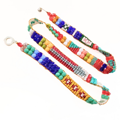 JEM-103 Primary Color Double Wrap Beaded Bracelet