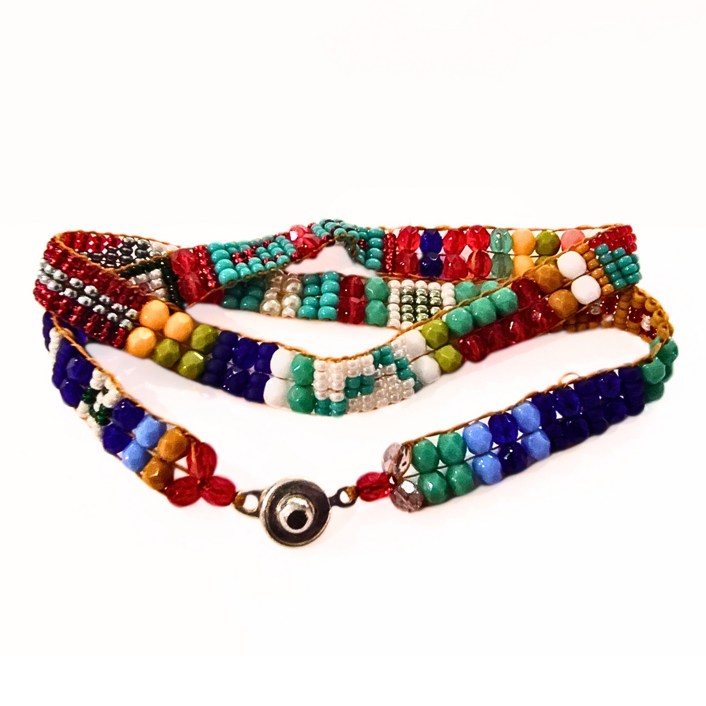 JEM-103 Primary Color Double Wrap Beaded Bracelet