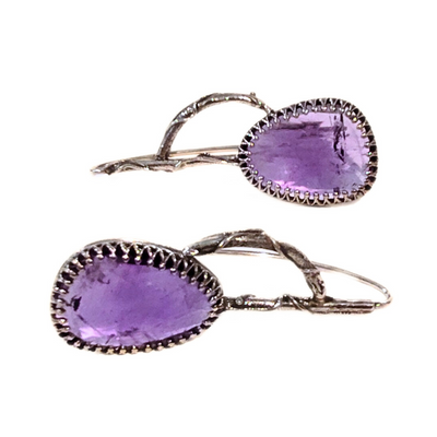 JSD-1001 Rose Cut Amethyst SS Branch Earrings