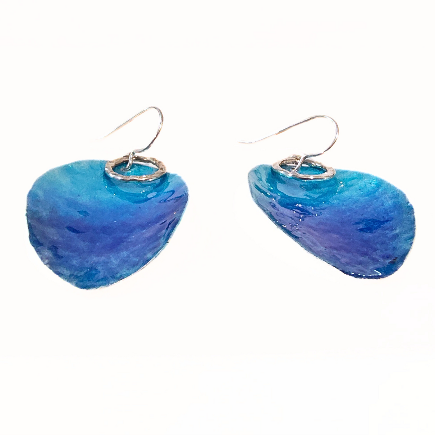 GEB-205 Silver Blue Enamel Earrings