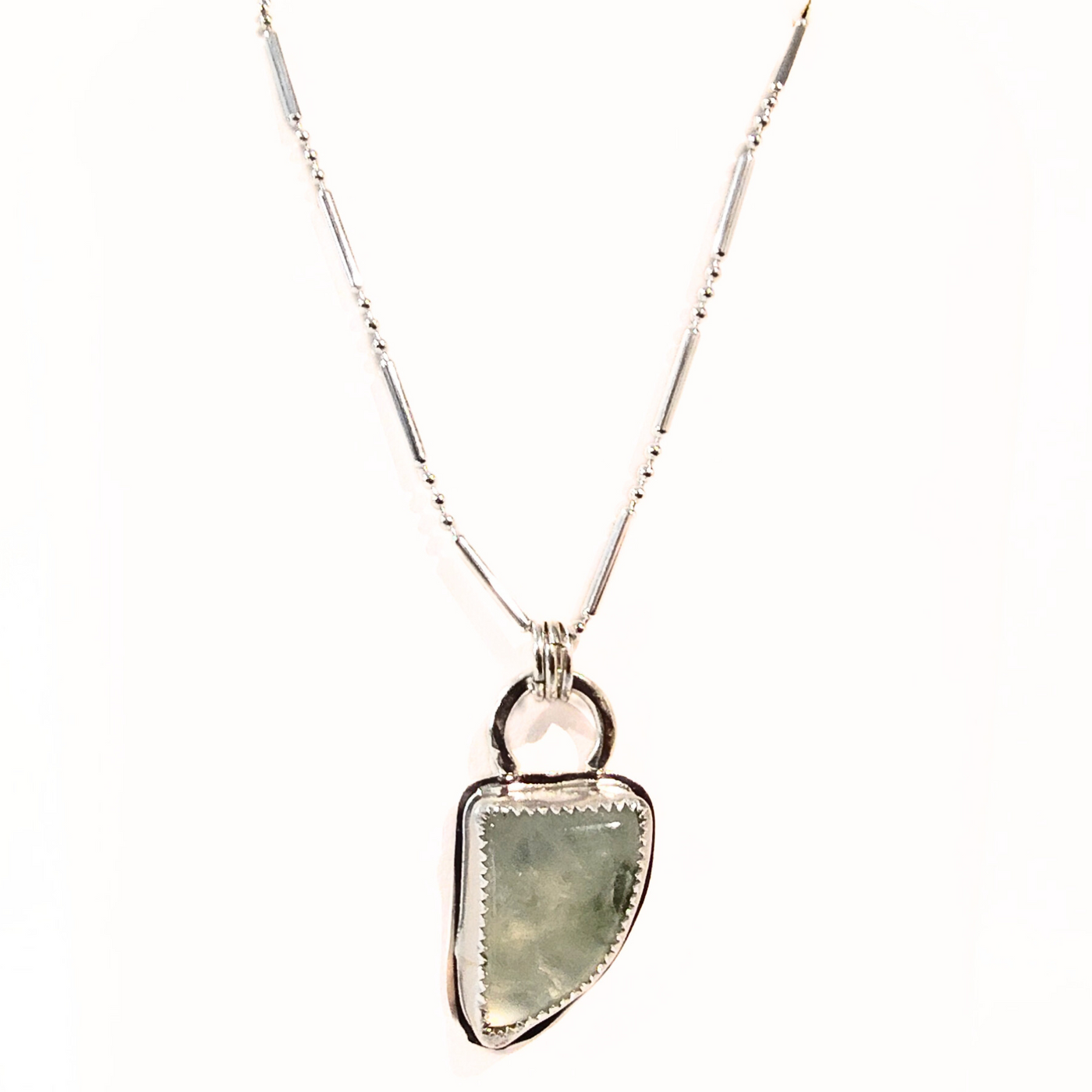 JEM-107 Sterling Silver Prehnite Necklace