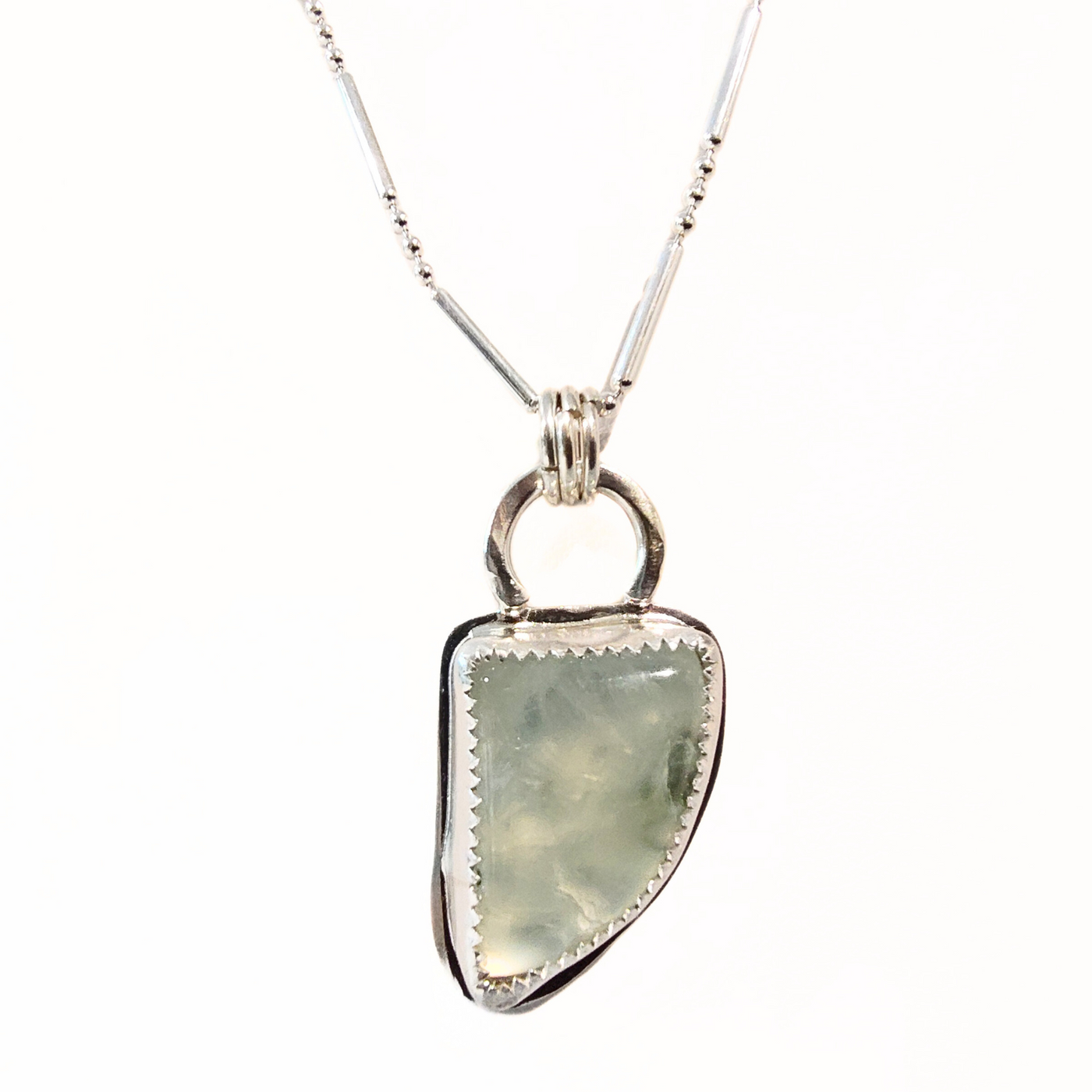 JEM-107 Sterling Silver Prehnite Necklace