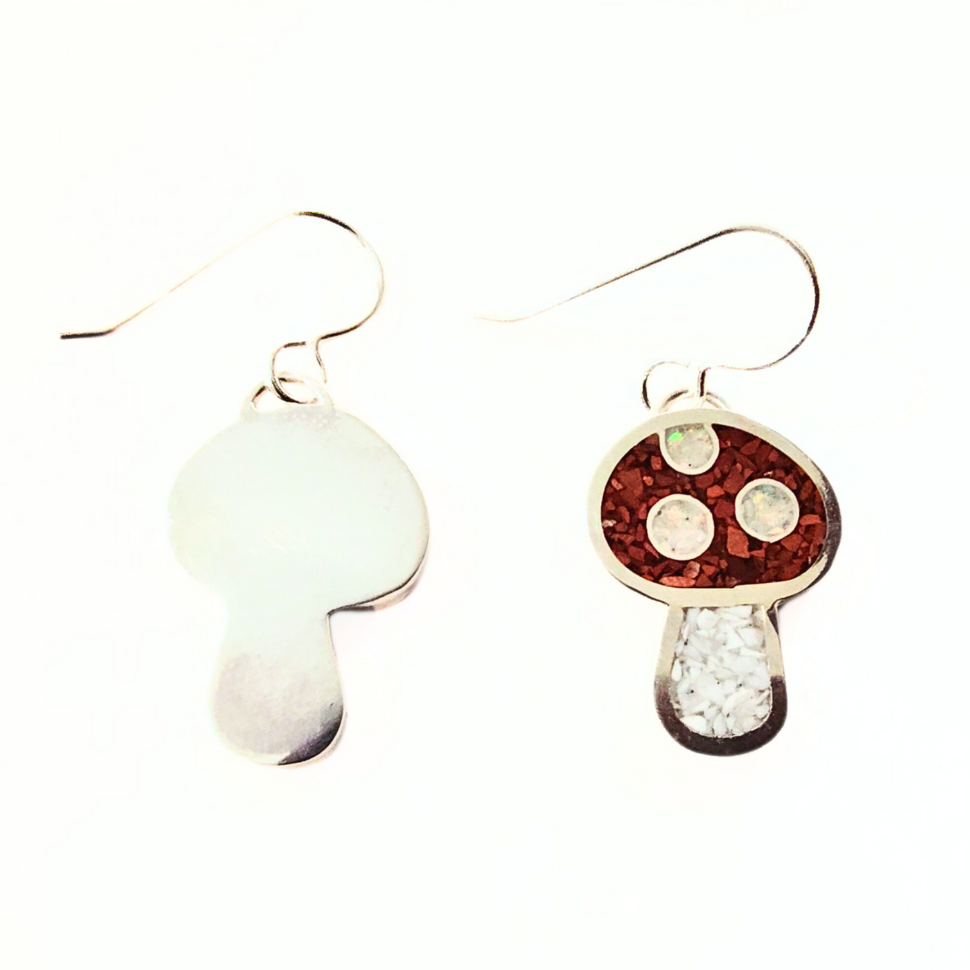 DS-431 Inlay Mushroom Earrings - Red Jasper