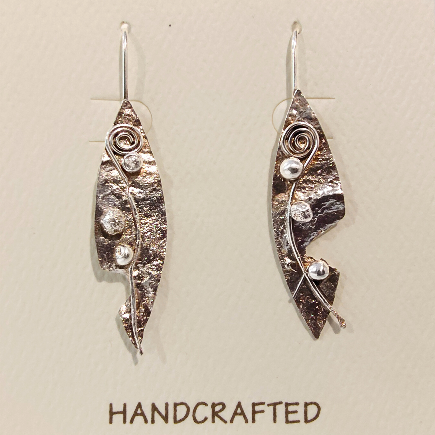 JEM-109 Reticulated Silver Leaf Earrings