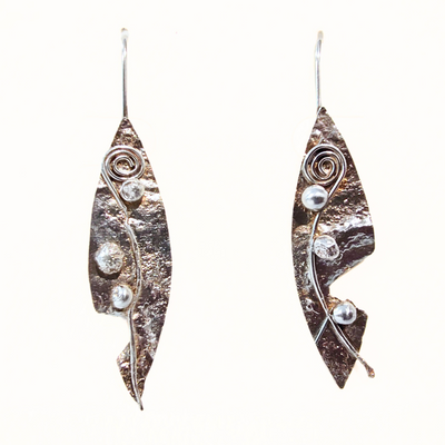 JEM-109 Reticulated Silver Leaf Earrings