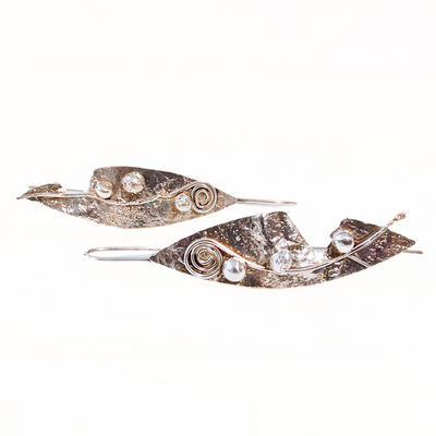 JEM-109 Reticulated Silver Leaf Earrings