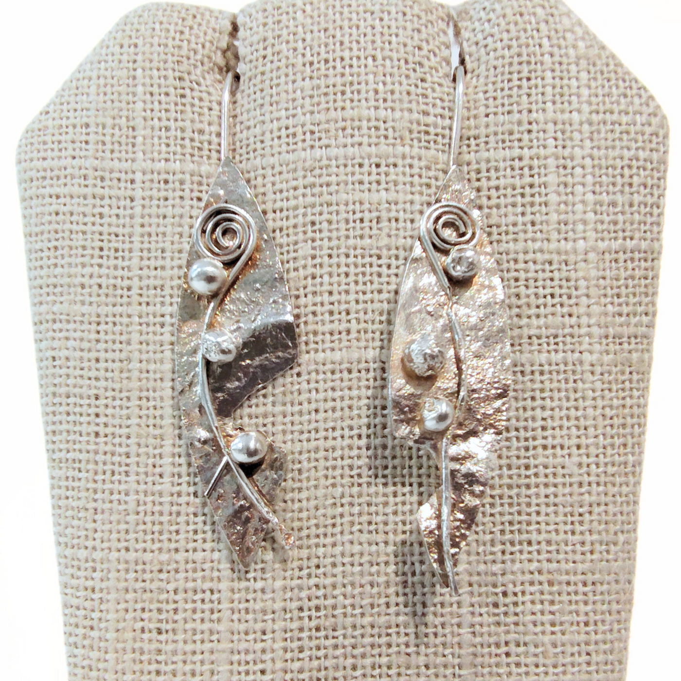 JEM-109 Reticulated Silver Leaf Earrings