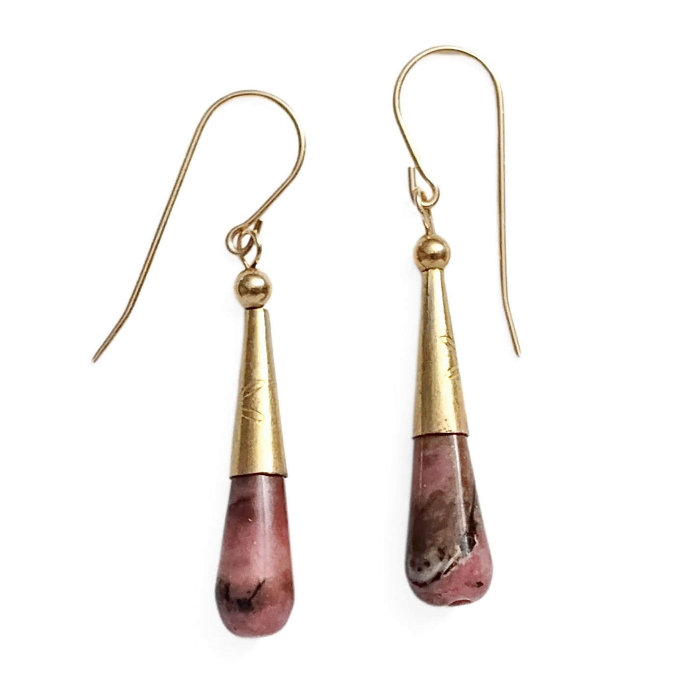 SY-321 GF Rhodonite Teardrop Earrings