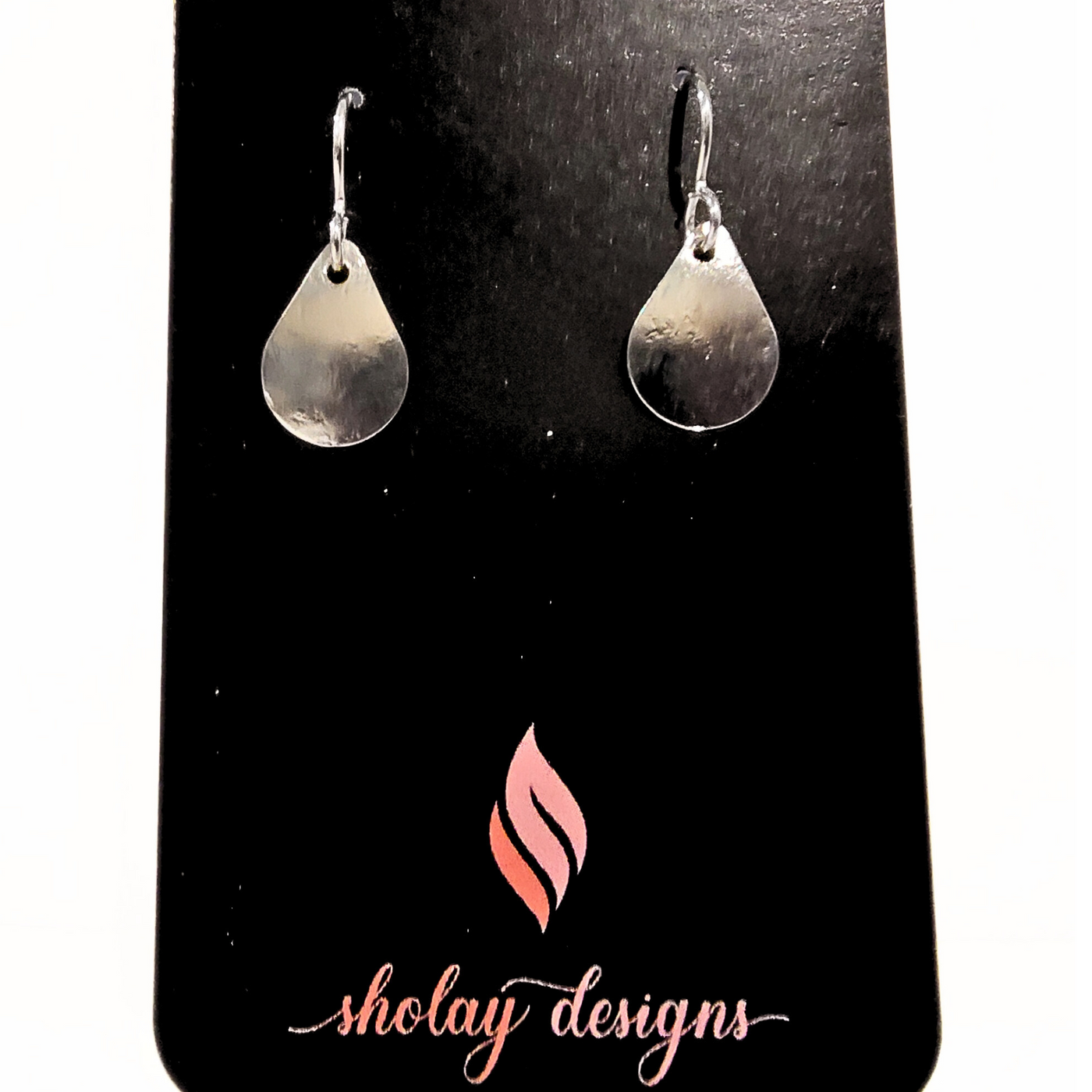 SM-434 Simple Silver Collection Convex Teardrop Earrings