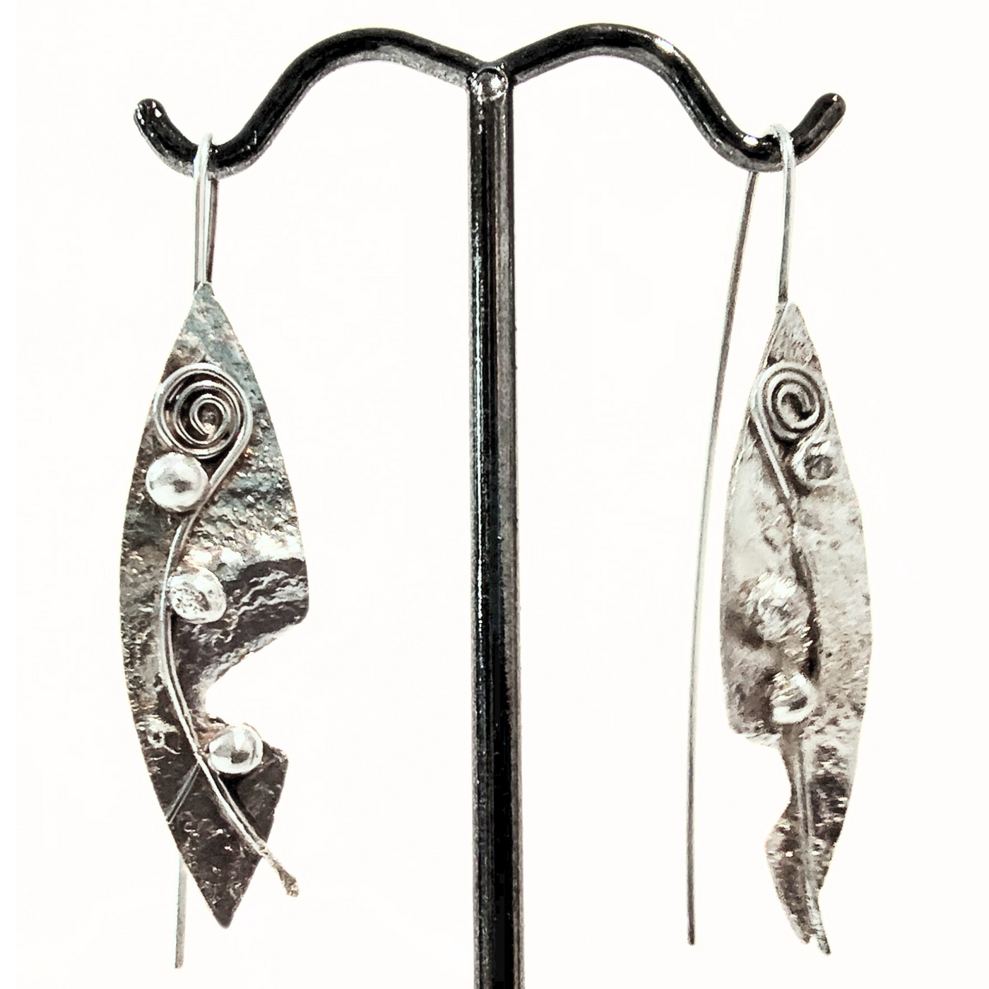 JEM-109 Reticulated Silver Leaf Earrings