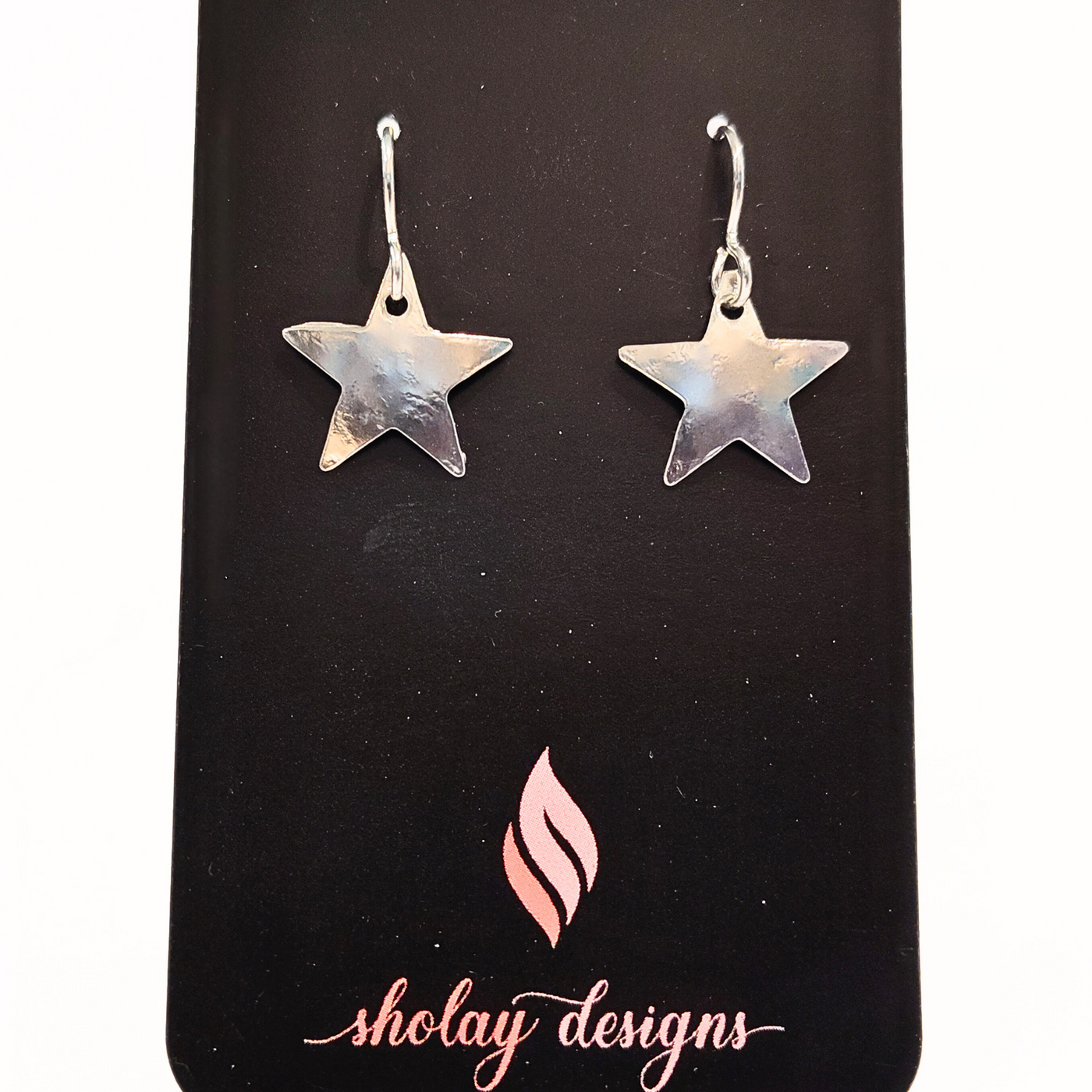 SM-438 Simple Silver Collection Convex Star Earrings